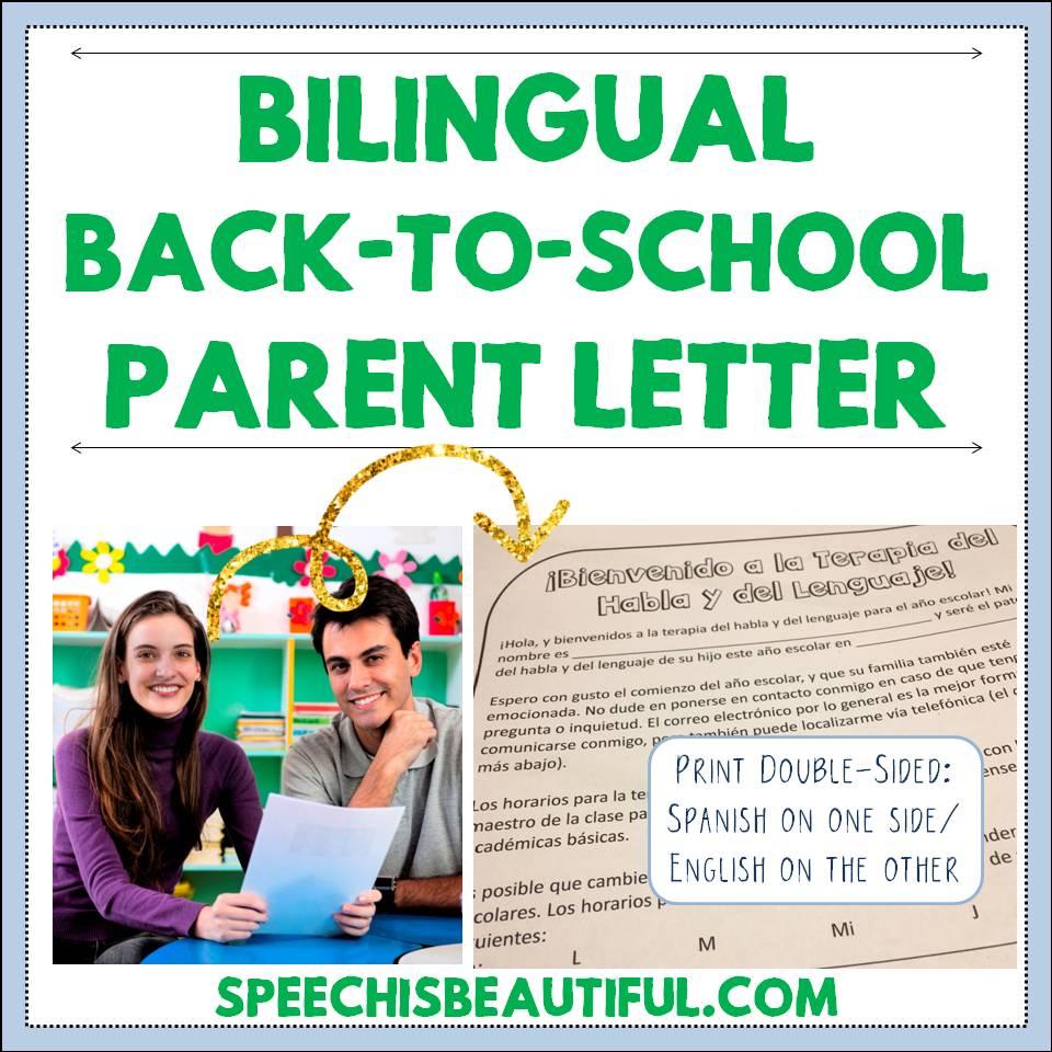 Bilingual Back To School Parent Letter Speech Is Beautiful